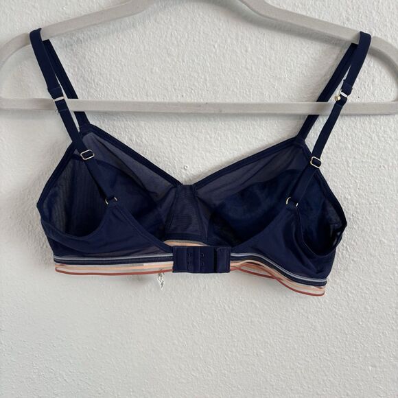 Madewell Mesh Bralette Medium Blue Rainbow Trim Nora Minimalist Sheer Sexy - Picture 6 of 7